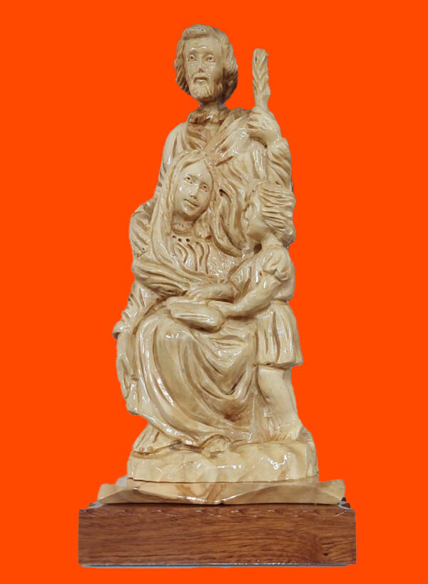 olive wood holy family statue